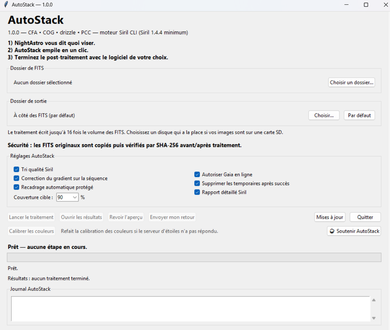 Interface d'AutoStack 1.0.0